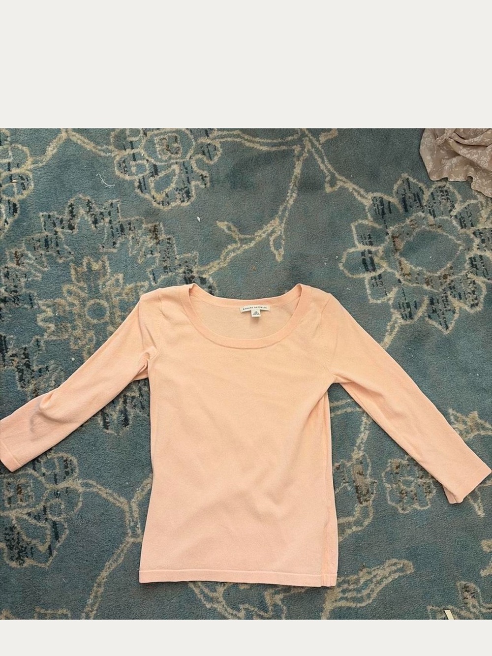 Banana Republic Light Peach Long Sleeve Scoop Neck Tee